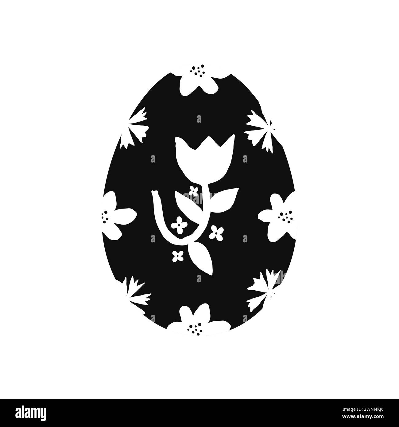 Oeuf de Pâques décoratif noir et blanc Illustration de Vecteur
