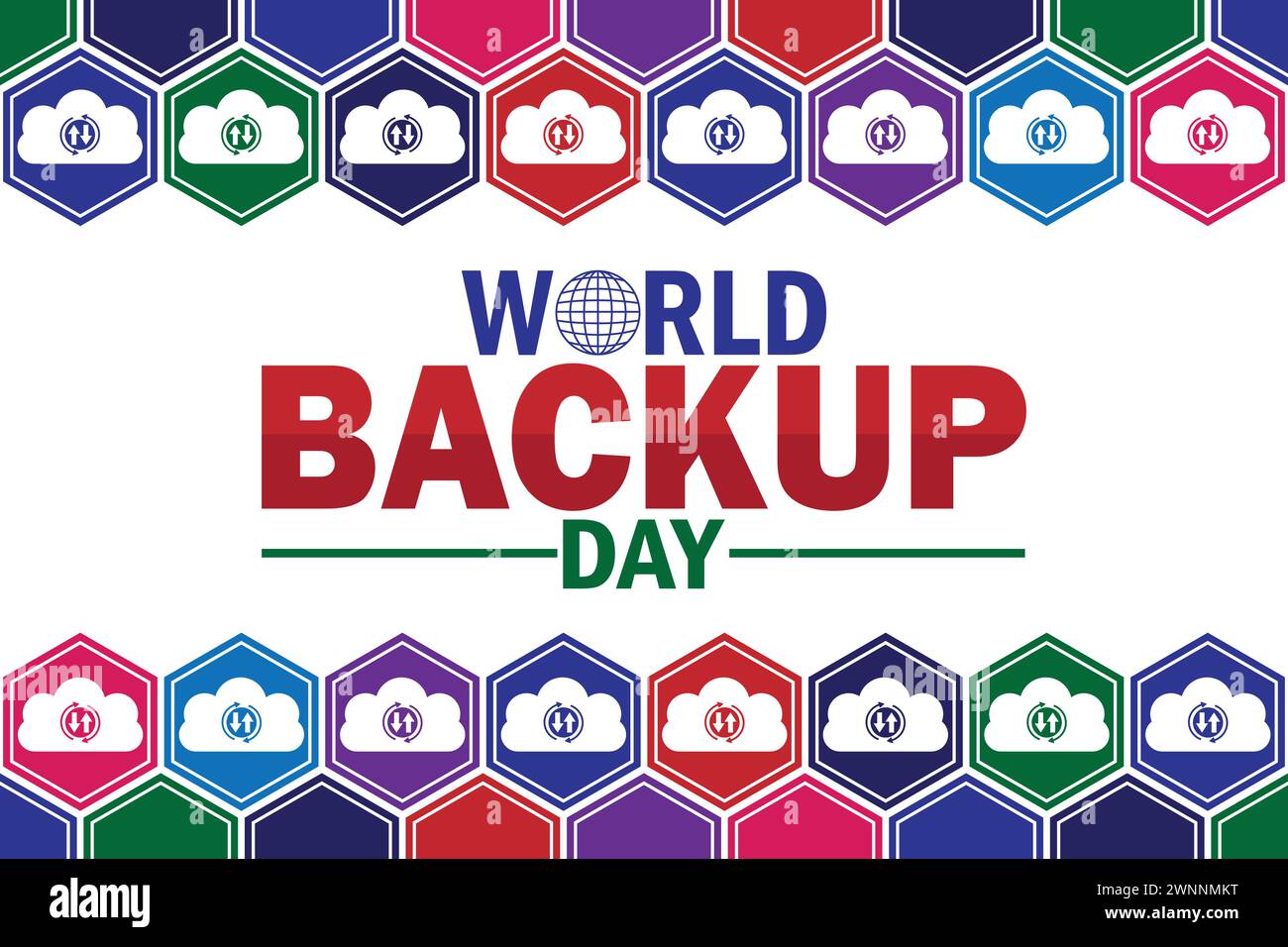 Fond d'écran World Backup Day avec typographie. Journée mondiale de la sauvegarde, contexte Illustration de Vecteur