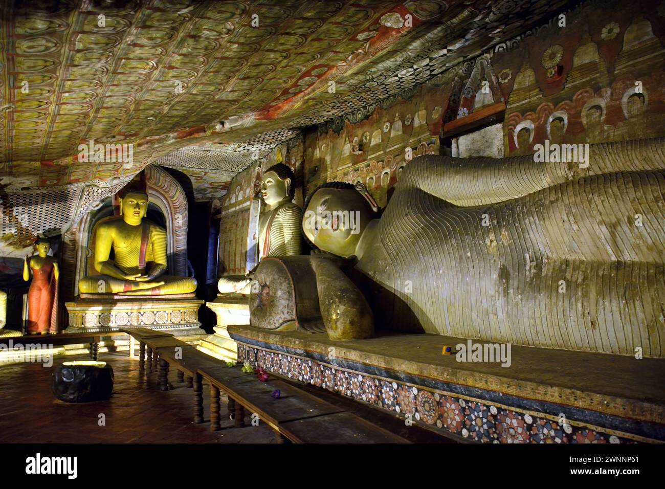 Temple de la grotte de Dambulla, Temple d'or de Dambulla, Srí Lanka, Asie, site du patrimoine mondial de l'UNESCO Banque D'Images