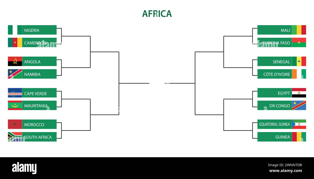 Tournoi Africain 2023, support d'étape Knoccout, drapeaux des pays africains Illustration de Vecteur