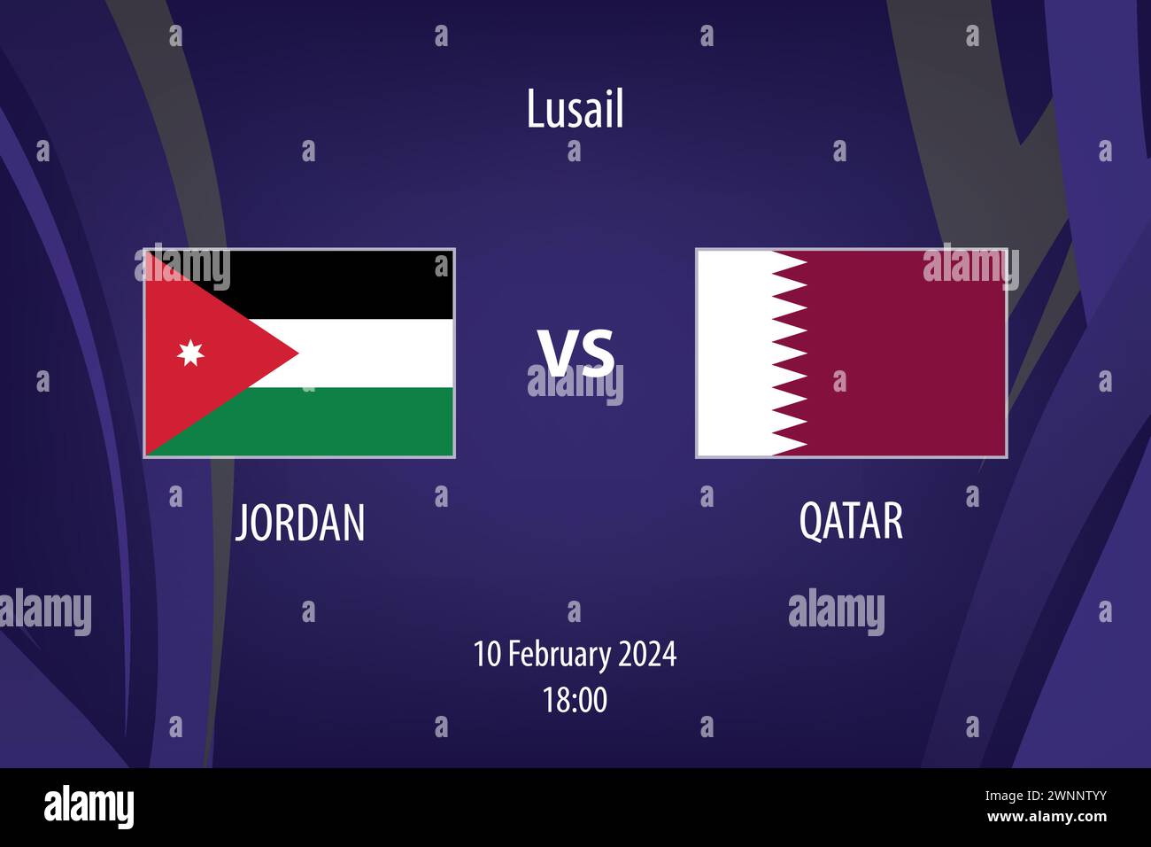 Modèle de diffusion du tableau de bord de football Jordan vs Qatar pour le tournoi de football asie 2023 Illustration de Vecteur