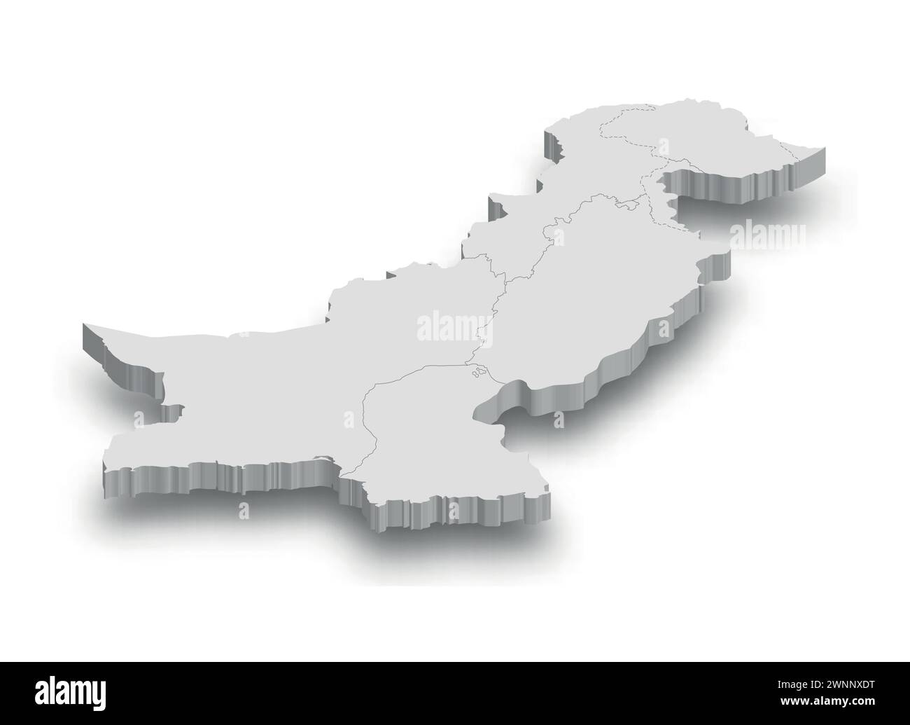 3d Pakistan carte blanche avec des régions isolées sur fond blanc Illustration de Vecteur