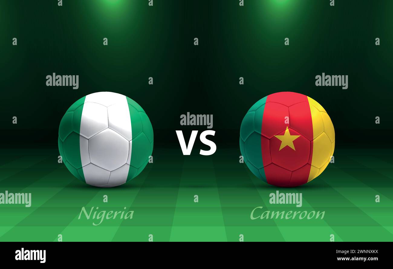 Modèle de diffusion du tableau de bord du football Nigeria vs Cameroun pour le tournoi soccer africa 2023 Illustration de Vecteur