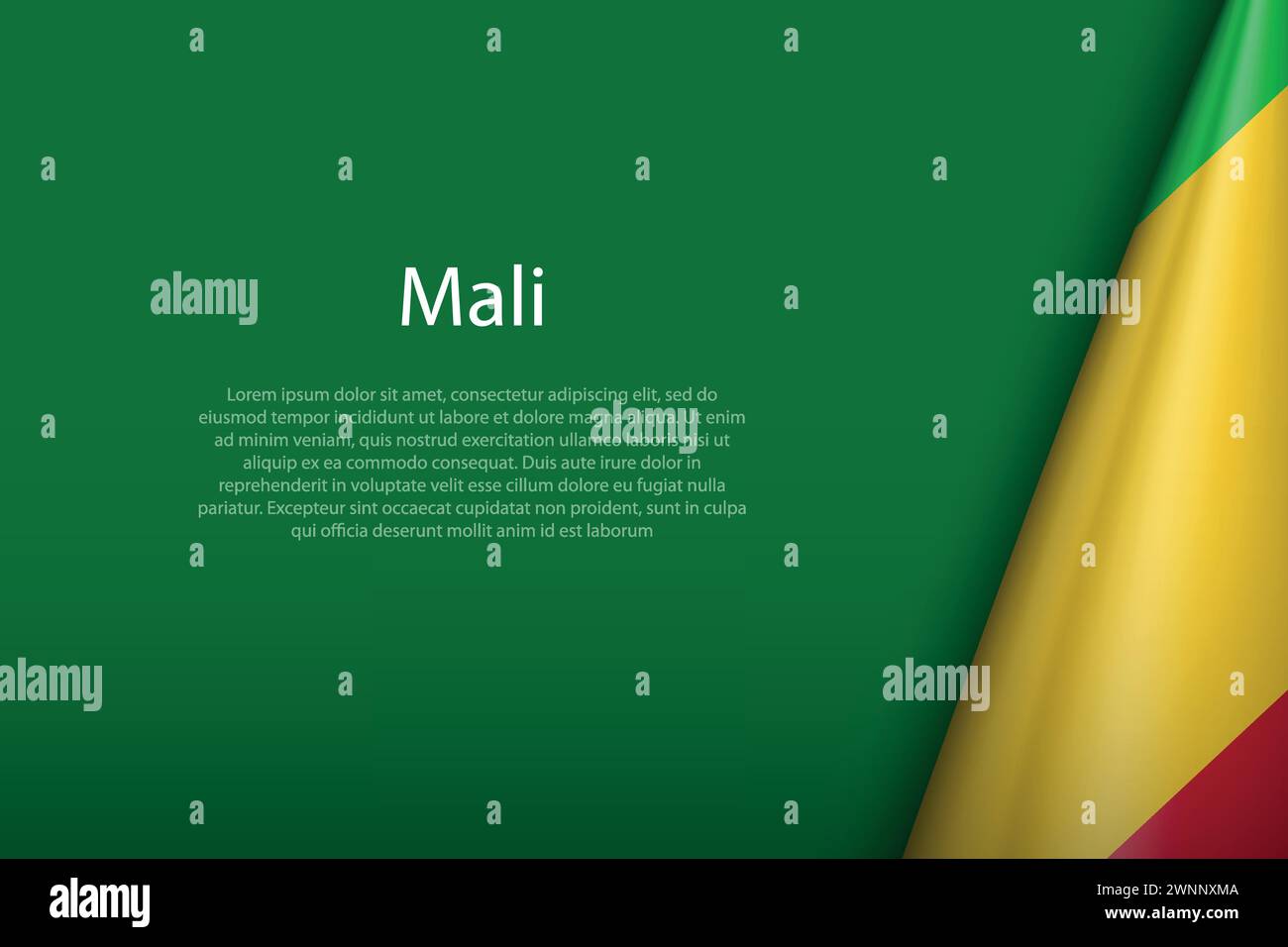 Drapeau national du Mali isolé sur fond sombre avec copyspace Illustration de Vecteur