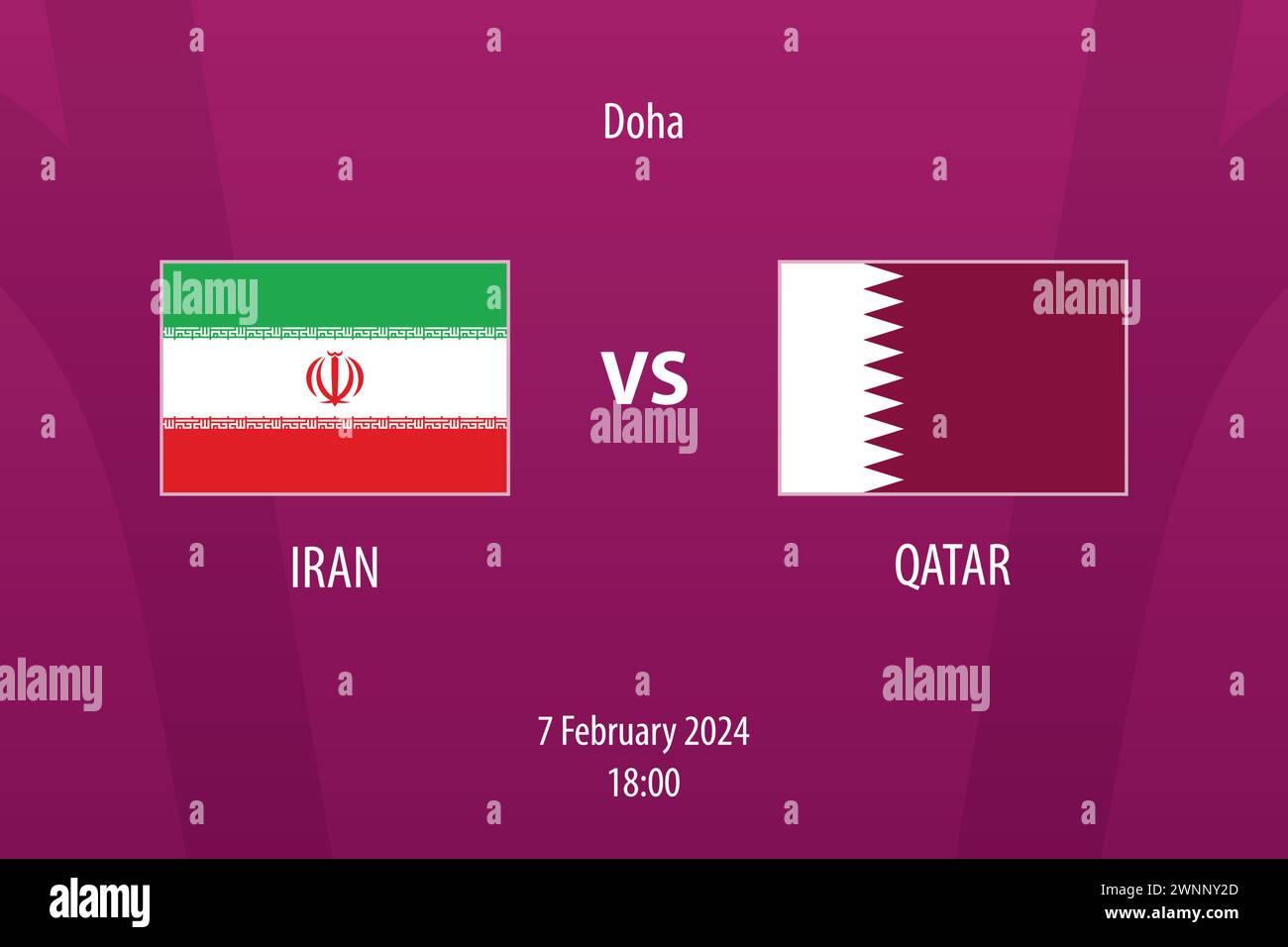 Modèle de diffusion du tableau de bord de football Iran vs Qatar pour le tournoi de football asie 2023 Illustration de Vecteur