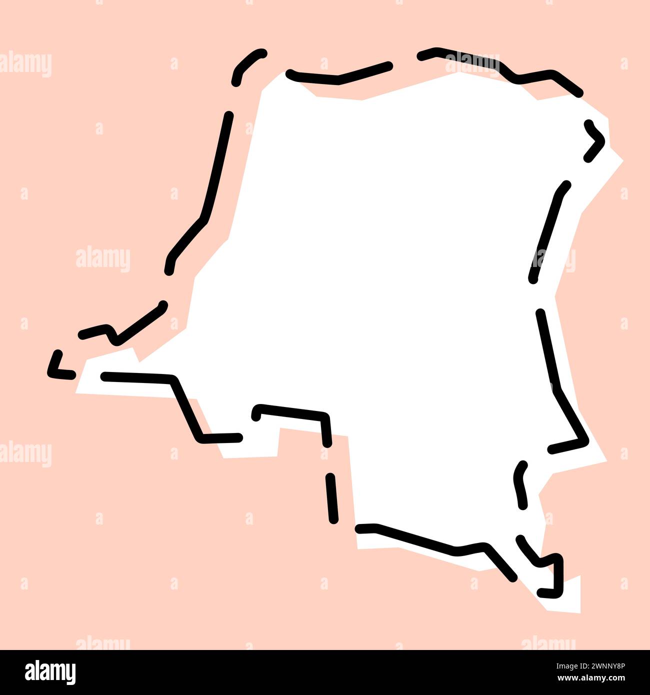 République démocratique du Congo carte simplifiée du pays. Silhouette blanche avec contour brisé noir sur fond rose. Icône vectorielle simple Illustration de Vecteur République démocratique du Congo carte simplifiée du pays. Silhouette blanche avec contour brisé noir sur fond rose. Icône vectorielle simple Illustration de Vecteur