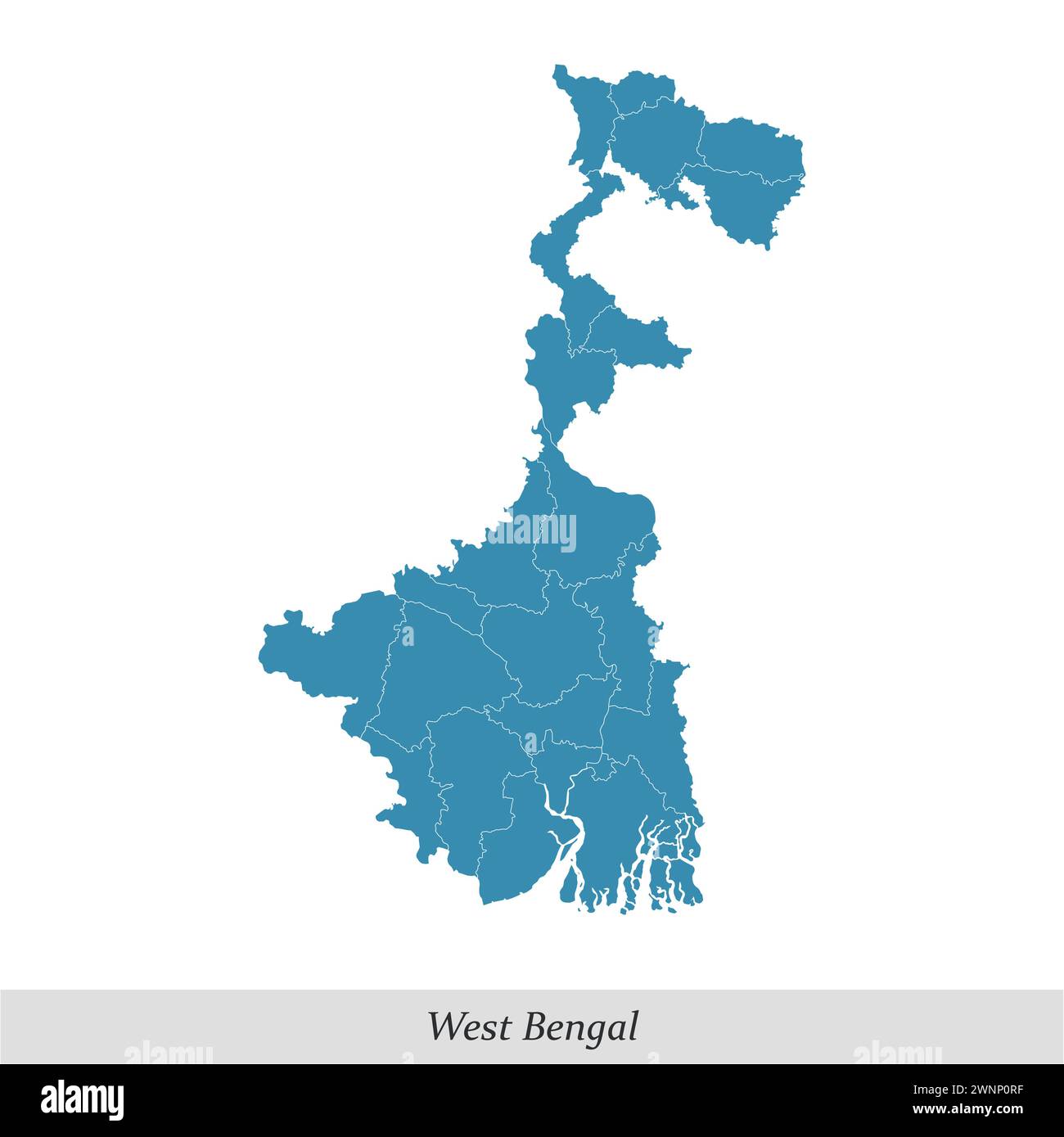 Carte du Bengale occidental est un état de l'Inde avec des districts frontaliers Illustration de Vecteur