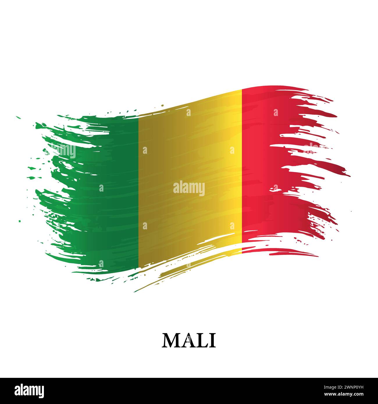 Drapeau grunge du Mali, fond de vecteur de coup de pinceau Illustration de Vecteur