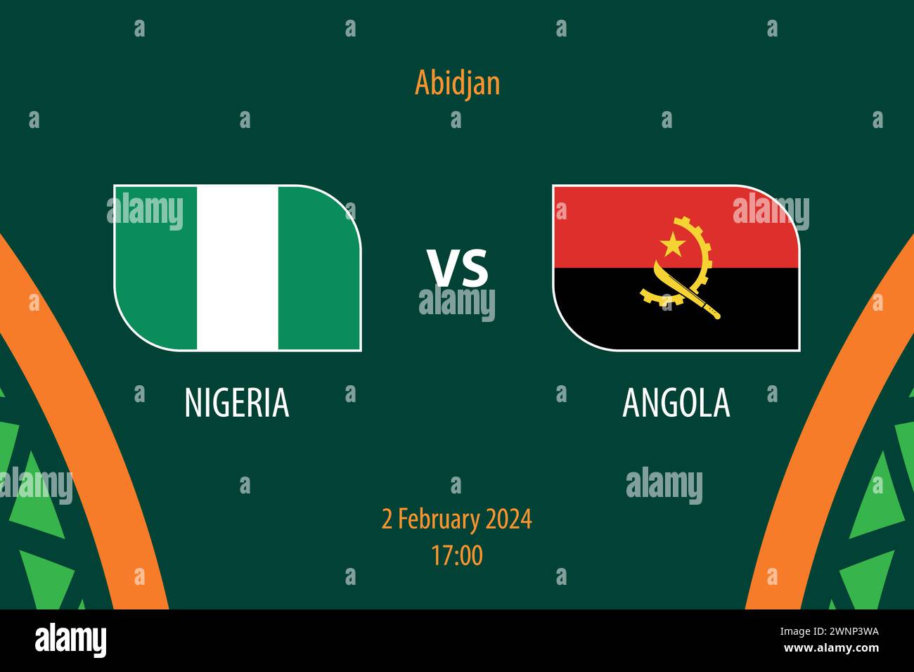 Nigeria vs Angola football scoreboard template de diffusion pour le tournoi soccer africa 2023 Illustration de Vecteur