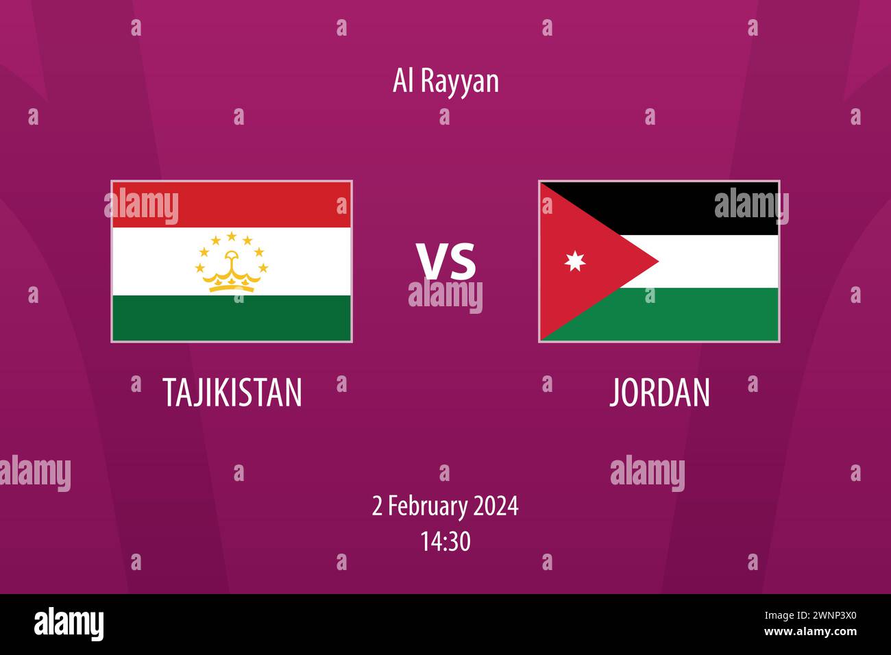Modèle de diffusion du tableau de bord du football Tadjikistan vs Jordanie pour le tournoi de football asie 2023 Illustration de Vecteur