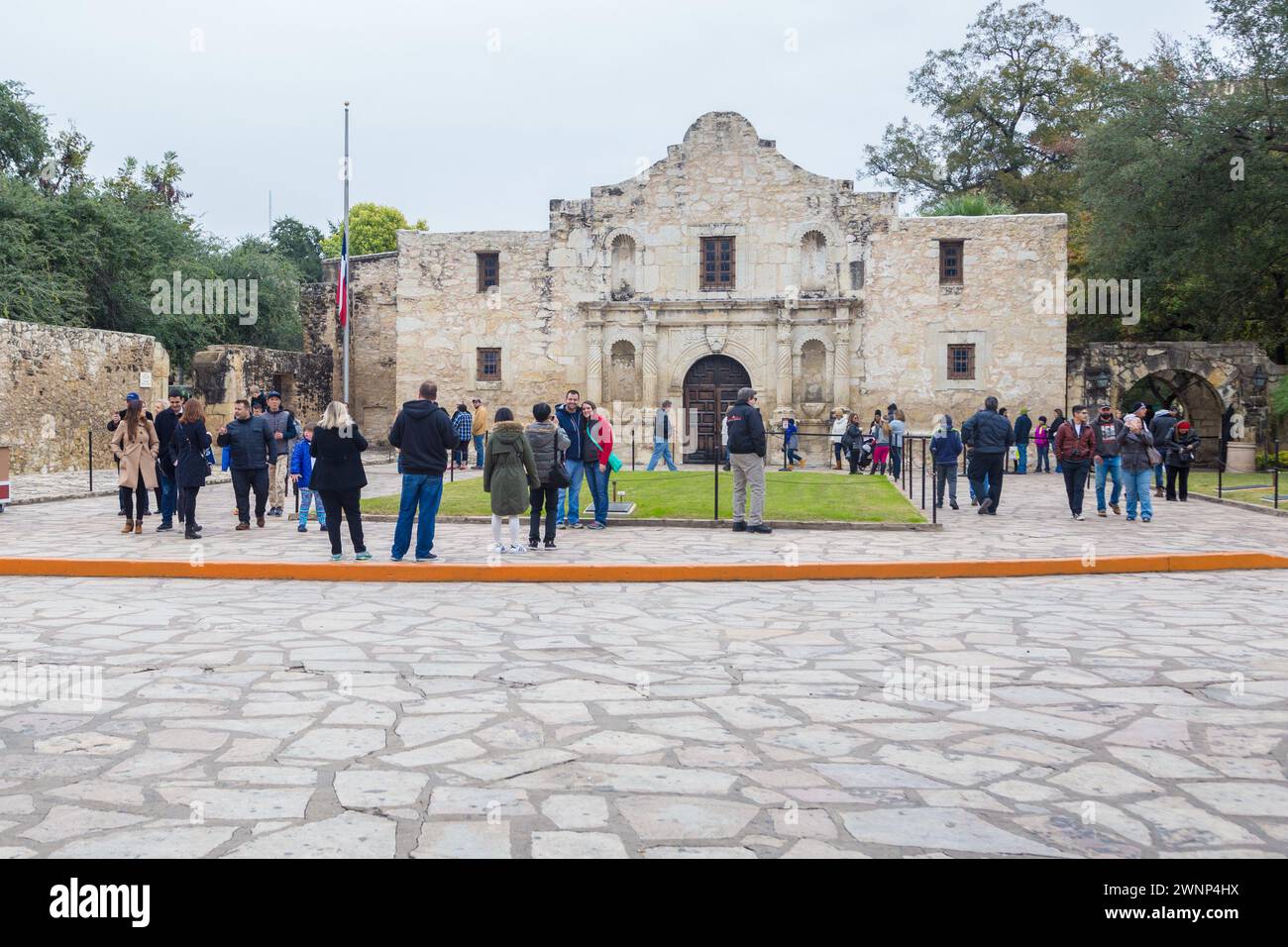La mission espagnole historique d'Alamo dans le centre-ville de San Antonio, Texas Banque D'Images