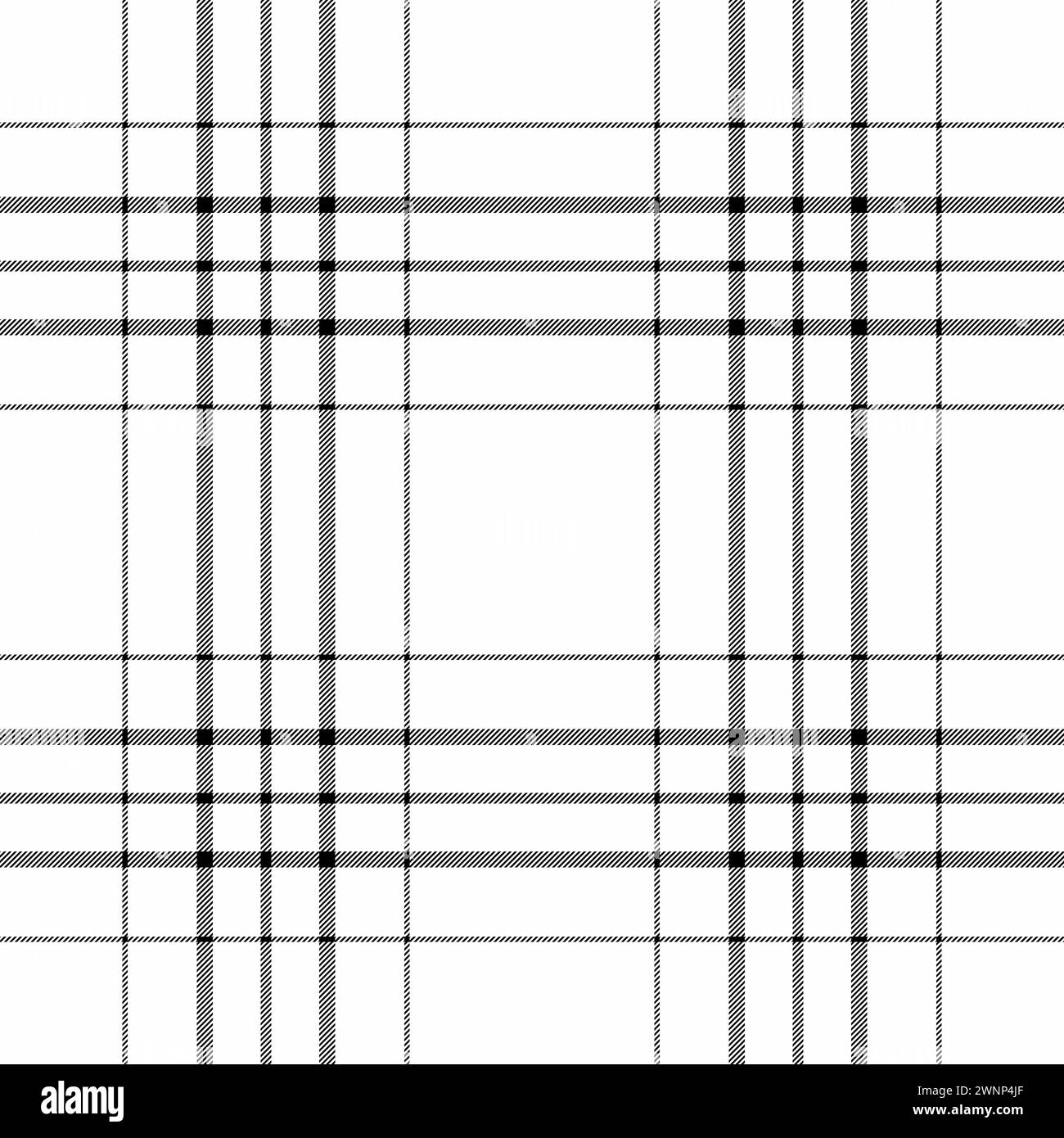 Plaid de texture vectorielle de tissu sans couture de fond avec un tartan textile à motif de carreaux dans des couleurs blanches et noires. Illustration de Vecteur