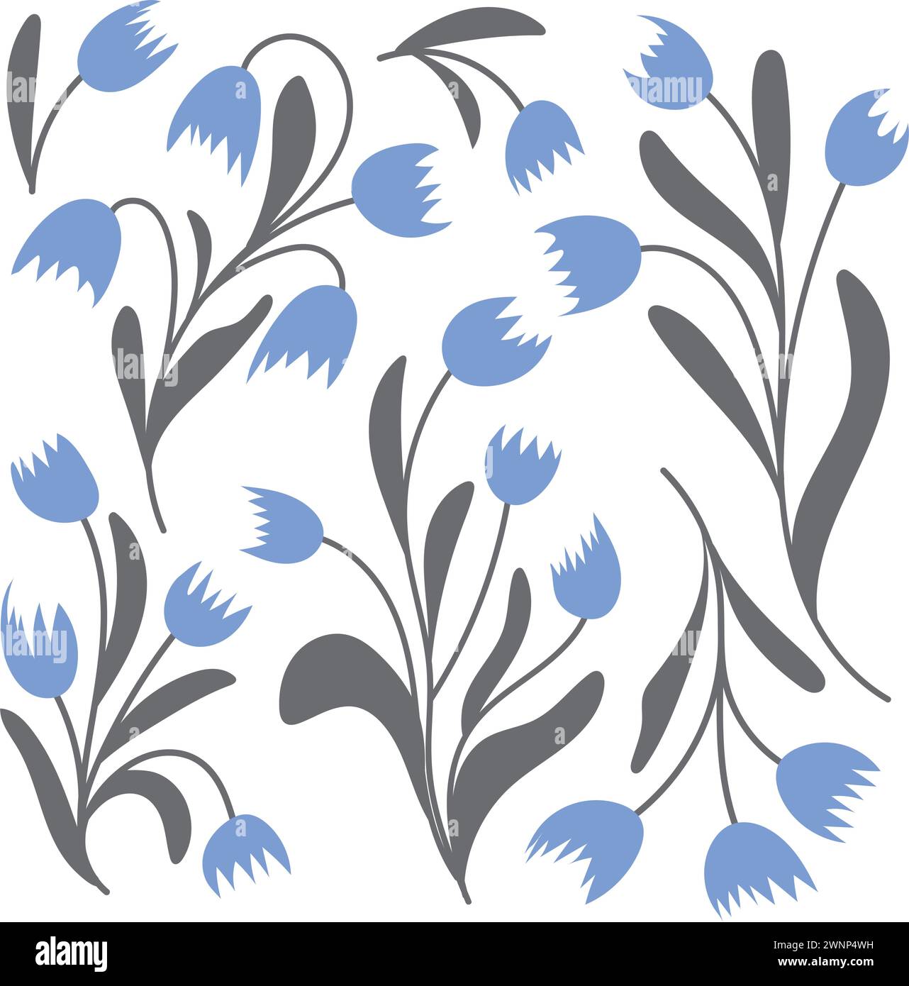 Lily de la vallée. Fleurs de printemps bleues sur fond blanc. Illustration vectorielle plate. Illustration de Vecteur