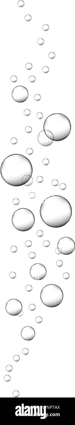 Texture gazeuse pétillante de l'eau. Bulles de mer, d'océan ou d'aquarium. Champagne, bière, vin mousseux, cola, soda, boisson à la limonade, jet de seltzer. Savon, shampooing ou gel mousse. Trace effervescente de pilule. Illustration de Vecteur