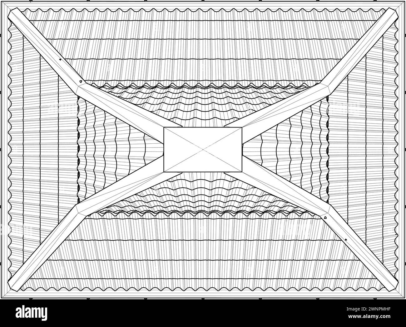 Le toit du vecteur de tour de bâtiment moderne. Vue du toit croustillant. Un toit en hanche, un toit en hanche, un toit en hanche. Illustration de Vecteur