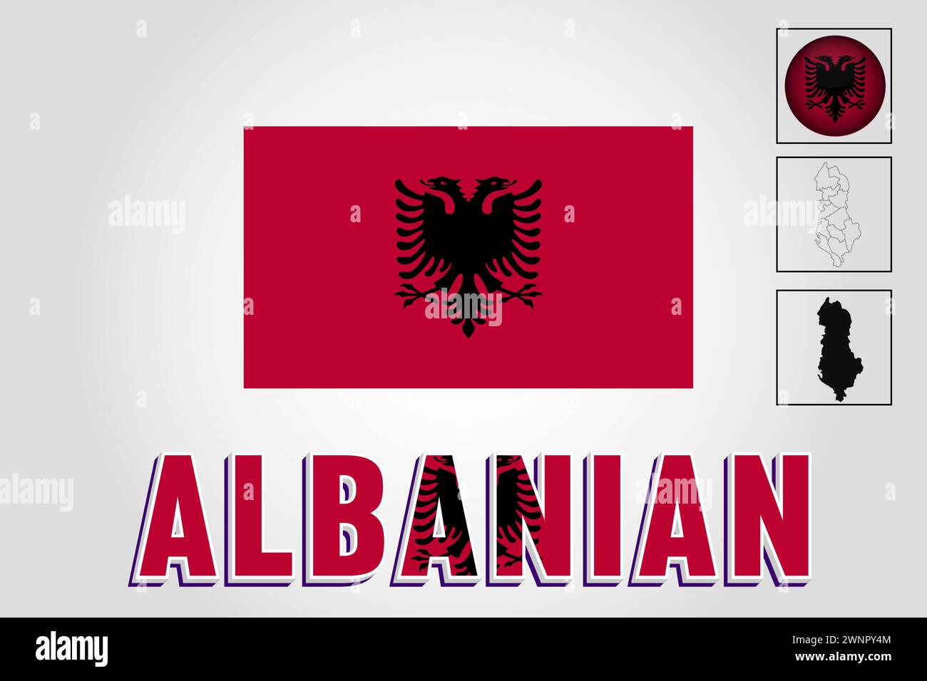 Drapeau National Albanais Banque D'images Vectorielles - Alamy