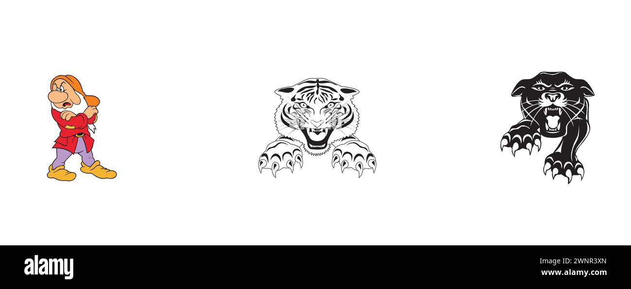 PANTHER, Vinoth Tiger, Grumpy, la collection de logos d'arts et de design la plus populaire. Illustration de Vecteur