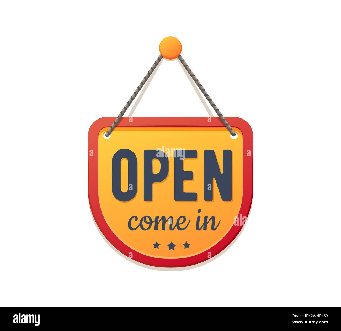 Ouvrez le panneau d'entrée de tableau, panneau d'avis de magasin. Panneau d'avis de bienvenue de supermarché, panneau de panneau ouvert de magasin ou d'informations commerciales accrochant la bannière vectorielle isolée d'entrée Illustration de Vecteur