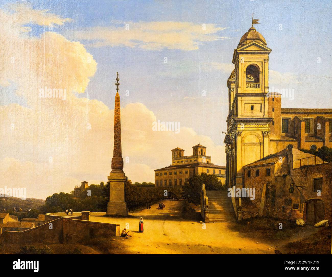Trinita' dei Monti et l'Académie française 1824 de Giambattista Bassi (1784-1852) - huile sur toile - Museo di Roma, Italie Banque D'Images