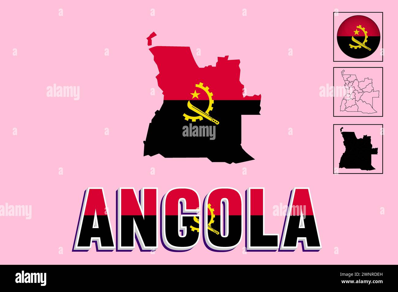 Carte Angola et dessin vectoriel de drapeau Angola Illustration de Vecteur