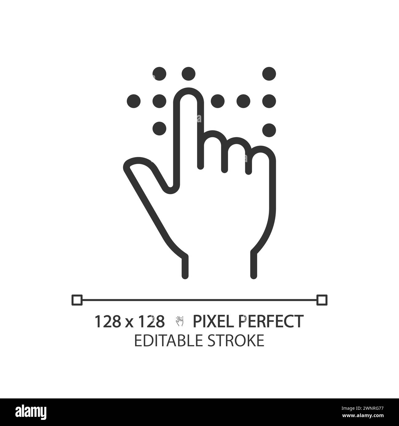 Icône linéaire Braille Fingertouch Illustration de Vecteur