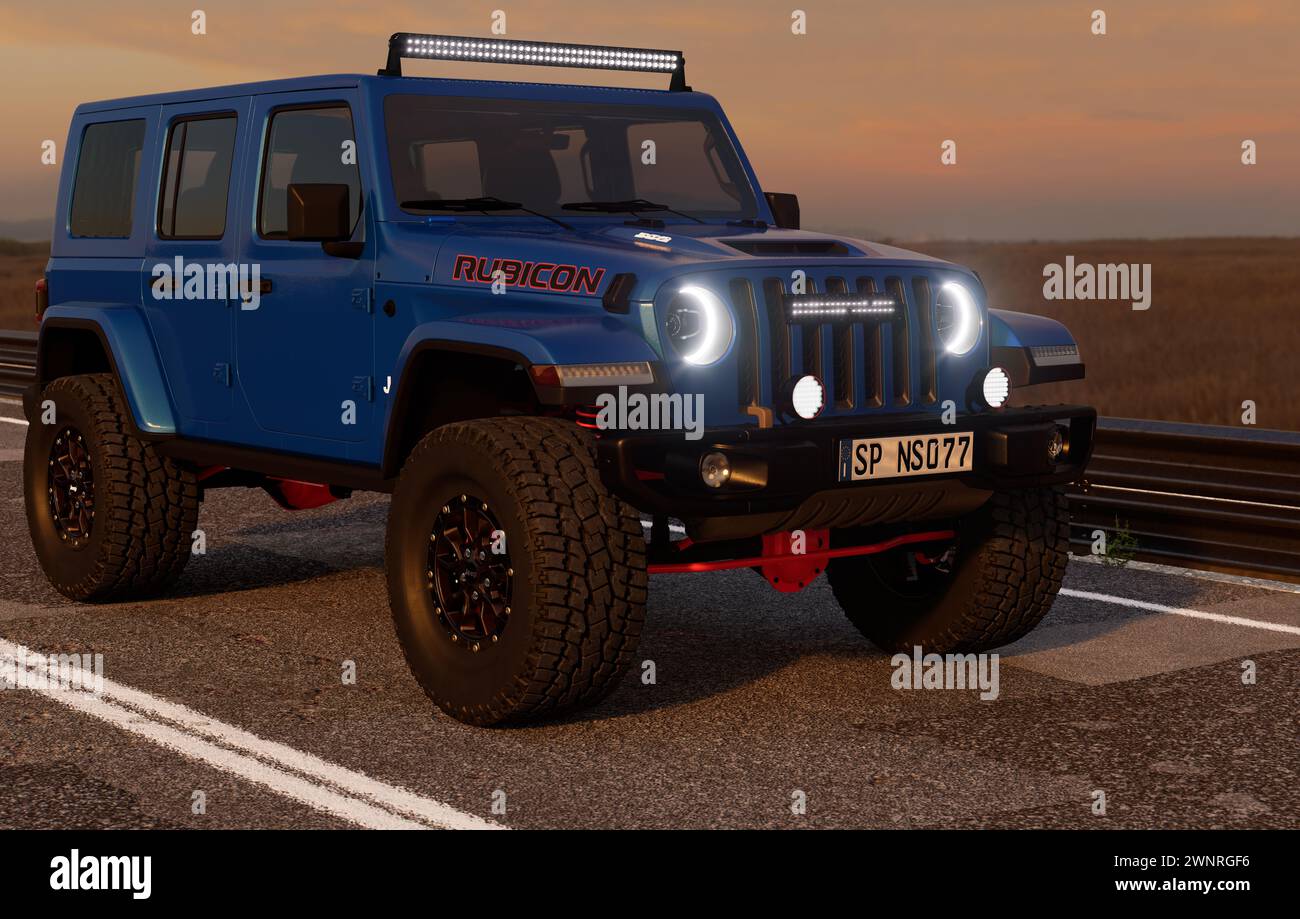 Jeep Wrangler Rubicon-le Jeep Wrangler à essence - une véritable icône de style. Banque D'Images