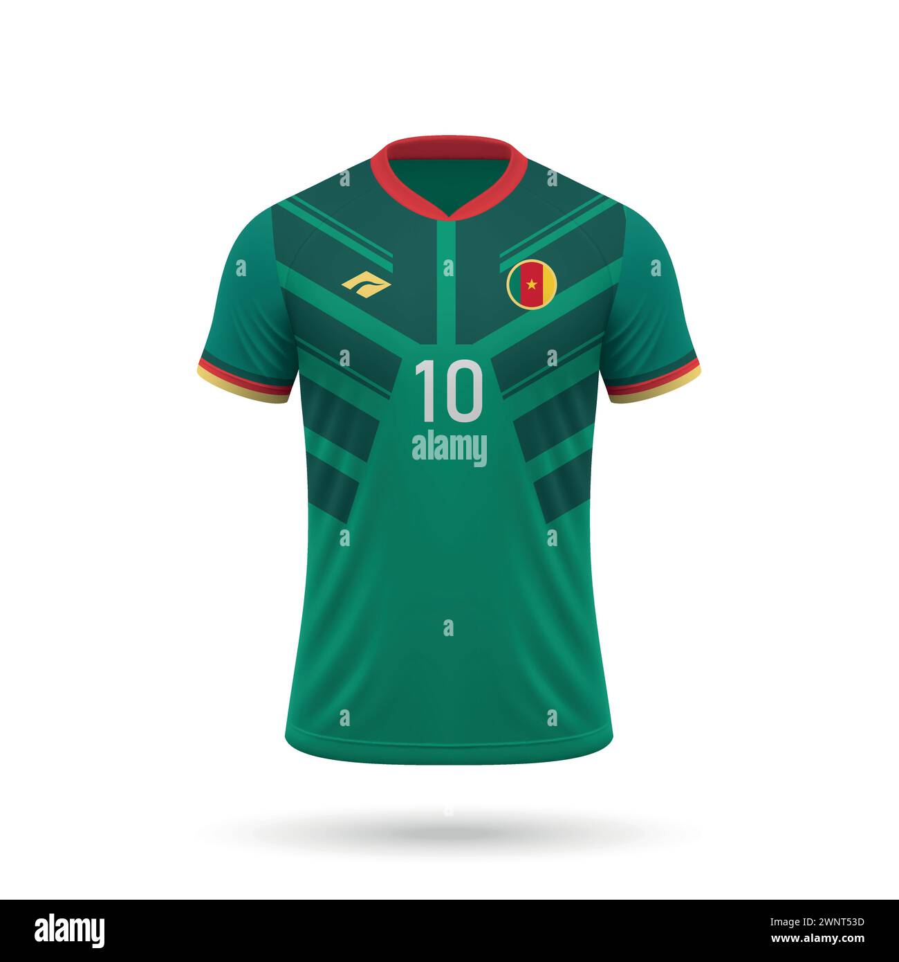 Maillot de football réaliste 3d équipe nationale du Cameroun, modèle de maillot pour kit de football 2024 Illustration de Vecteur