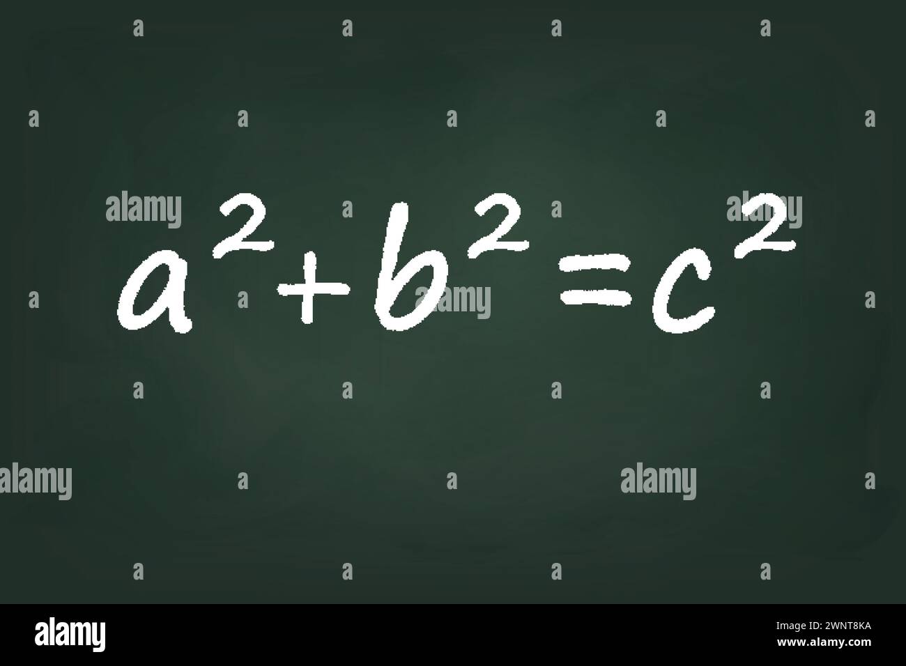 Théorème de Pythagore manuscrit 'a^2 + b^2 = c^2' affiché sur un tableau noir Illustration de Vecteur