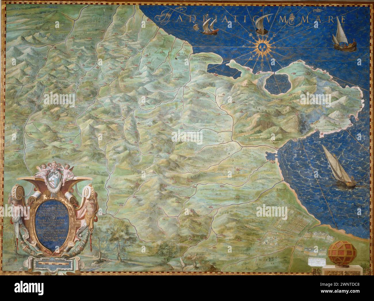 Cartes du monde antiques HQ Pouilles Italie 1583, 330x431 Banque D'Images