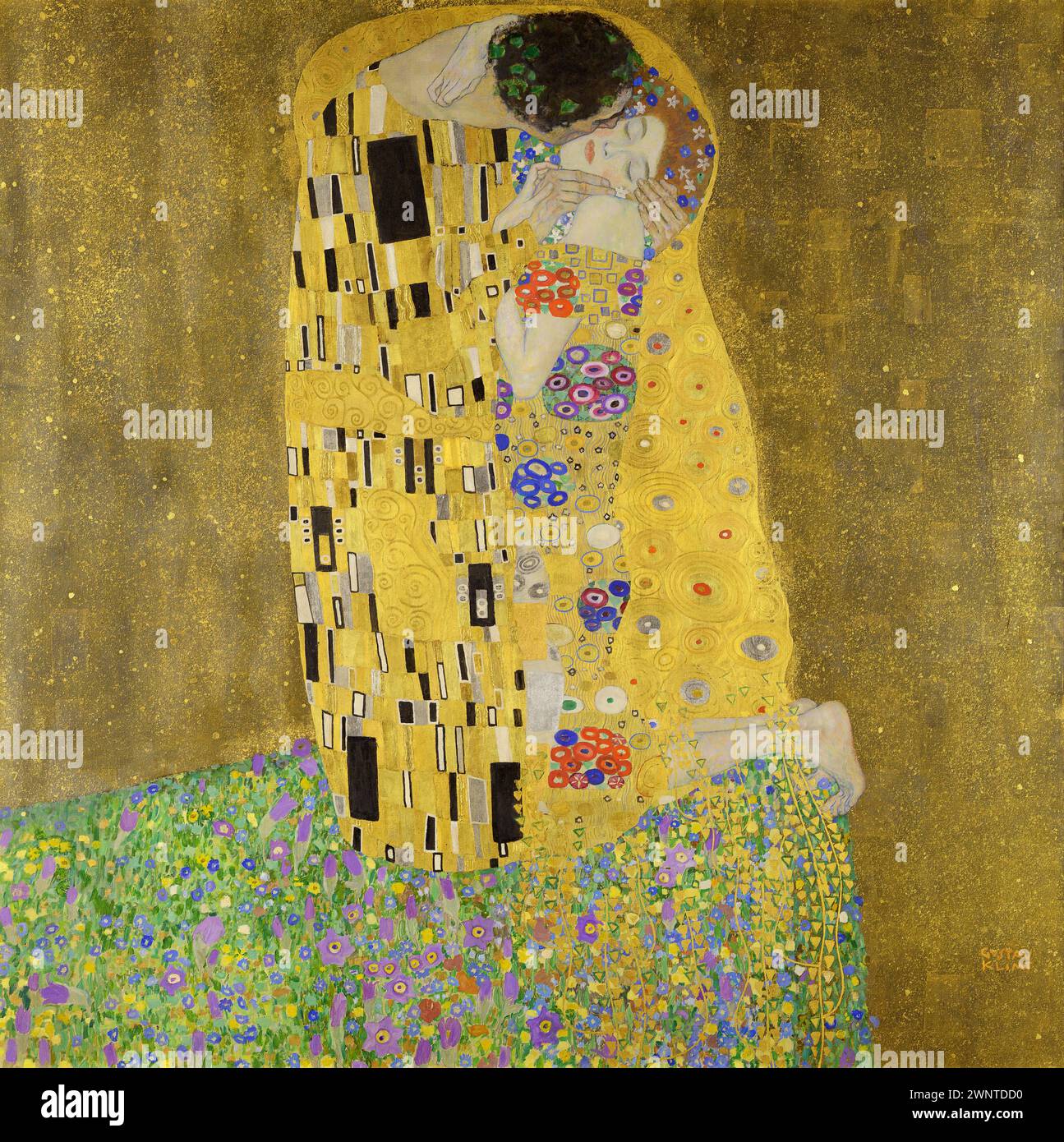 Le baiser - peinture de Gustav Klimt Banque D'Images
