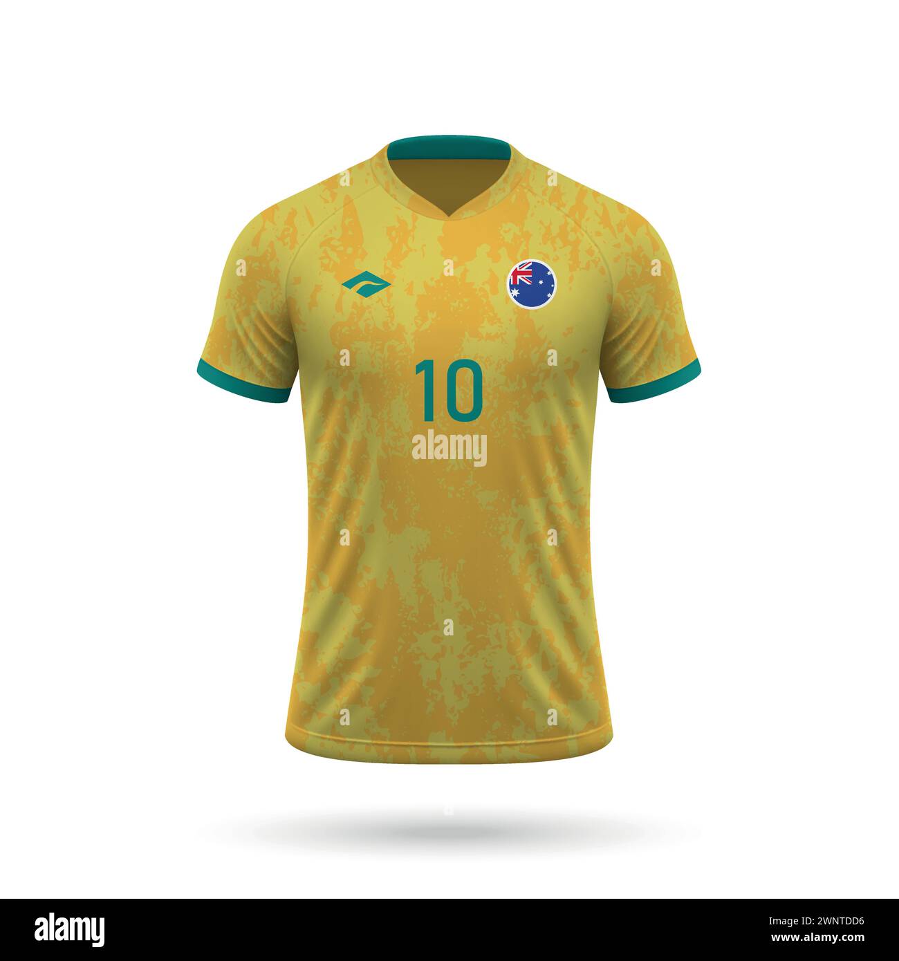 Maillot de football réaliste 3d équipe nationale d'Australie, modèle de maillot pour kit de football 2024 Illustration de Vecteur