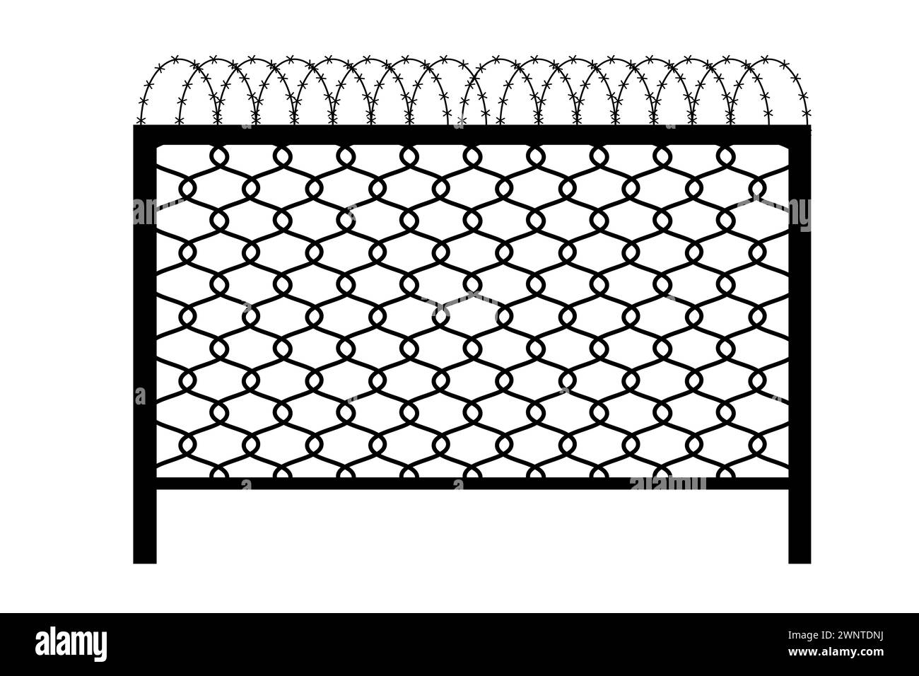 Maillon de chaîne métallique en fil de fer barbelé pour clôture. Mur de grille de cage de clôture à texture nette en acier maillé. Illustration vectorielle. SPE 10. Image de stock. Illustration de Vecteur
