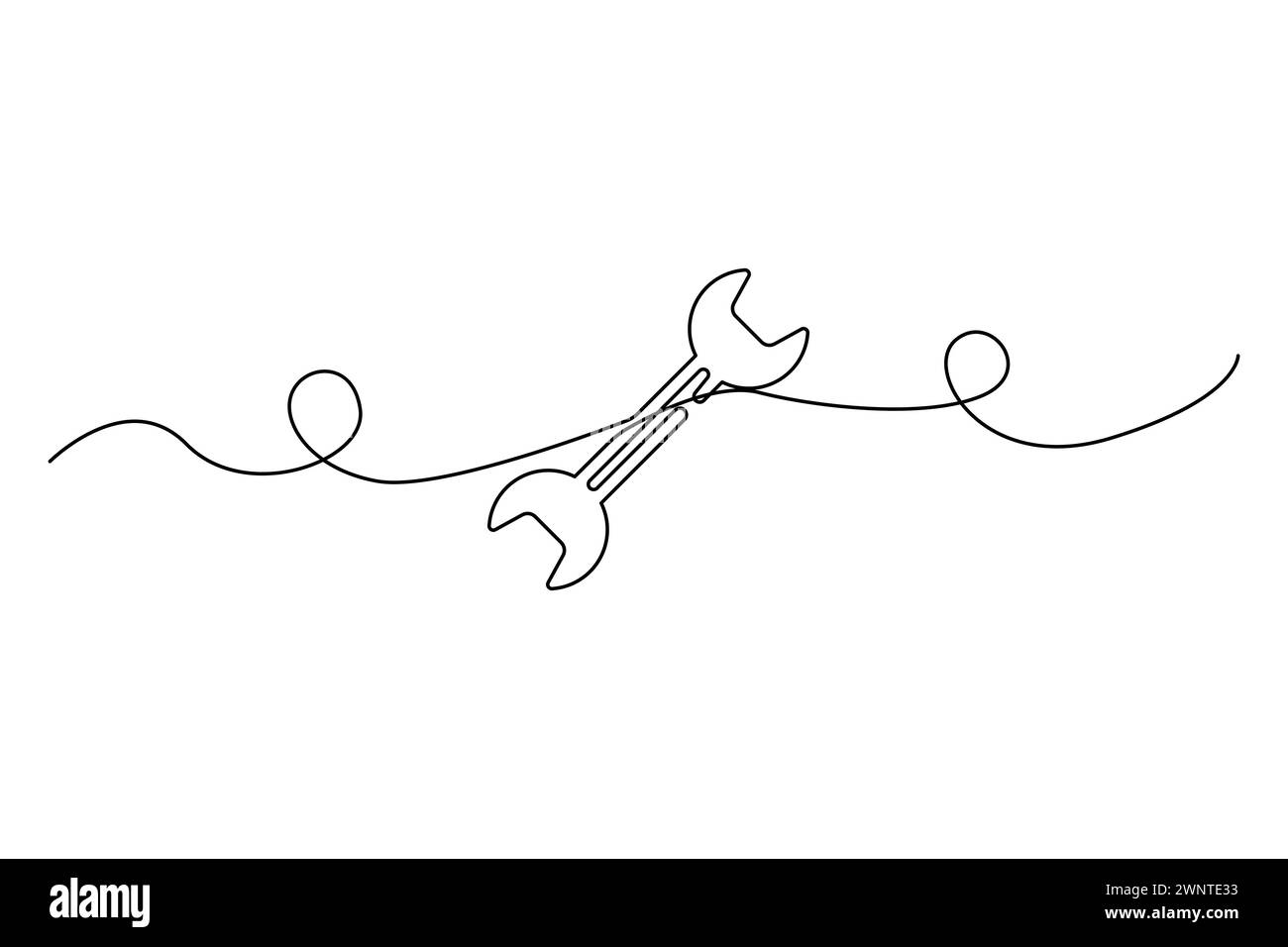 Clé, clé. Clés réglables d'une ligne. Illustration vectorielle. SPE 10. Image de stock. Illustration de Vecteur