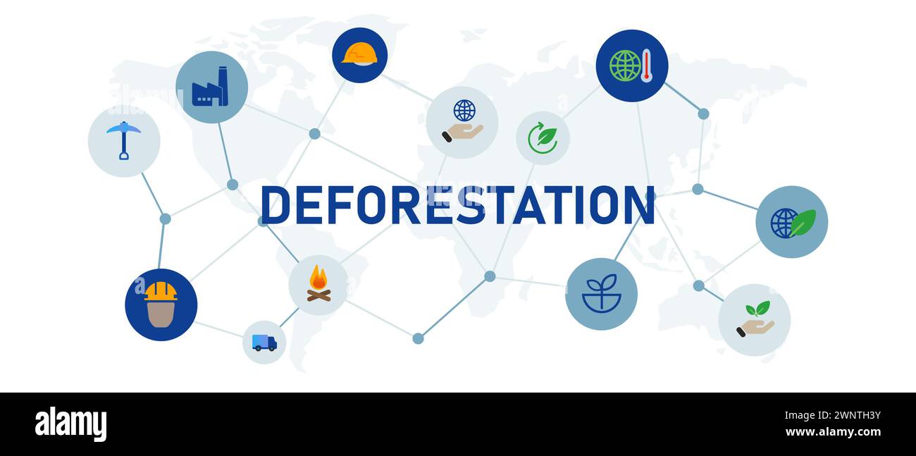 déforestation coupe arbre nature écologie environnement détruire la destruction des forêts Illustration de Vecteur