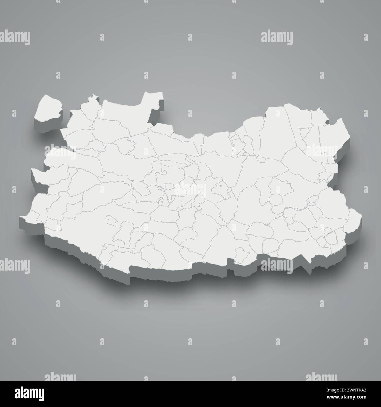 Carte isométrique 3d de Ciudad Real est une province de l'Espagne avec des municipalités frontalières Illustration de Vecteur