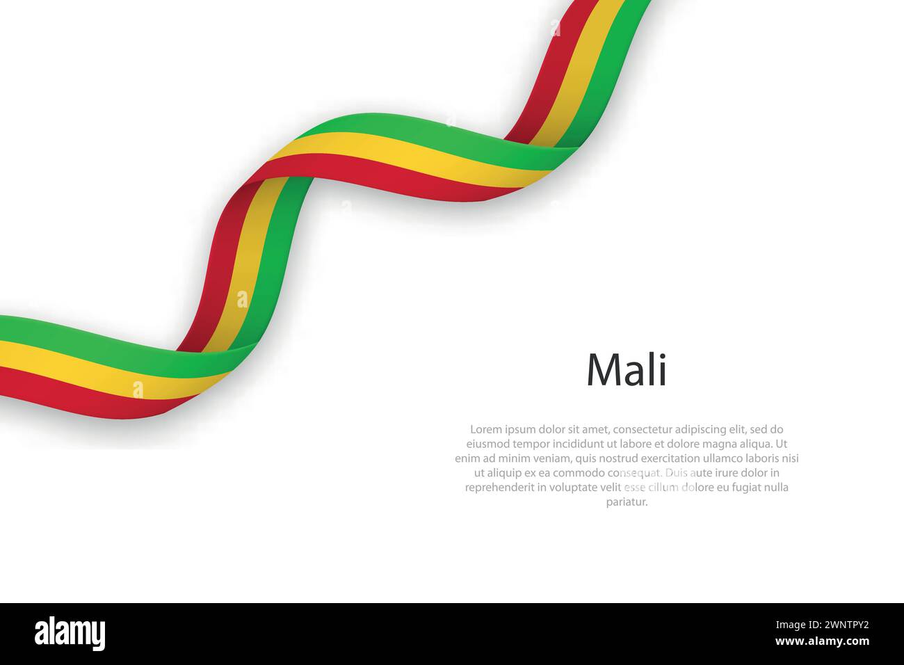 Ruban ondulant avec le drapeau du Mali. Modèle pour la conception d'affiche de jour de l'indépendance Illustration de Vecteur