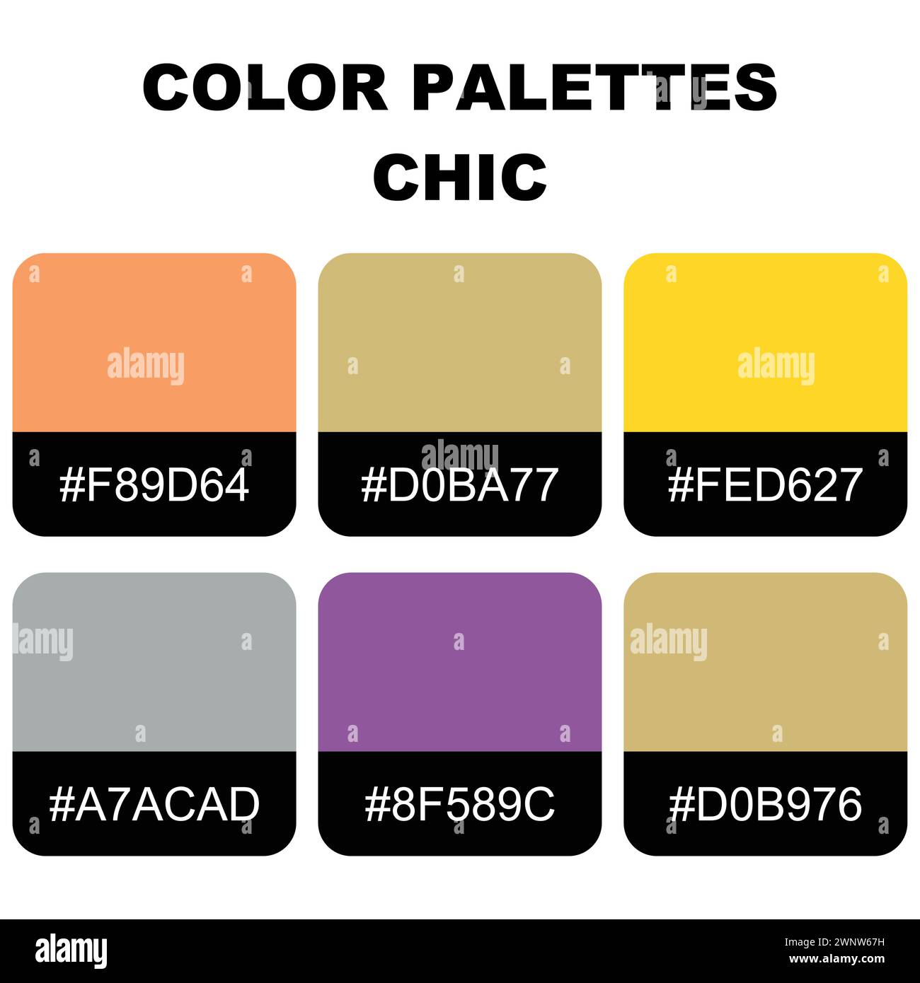 Nuances de couleur de tableau. Fashion Trend palette de guides de couleurs 2024 - 2025. Exemple de vecteur de palette de couleurs. Palette de couleurs pour les créateurs de mode, mode. Illustration de Vecteur