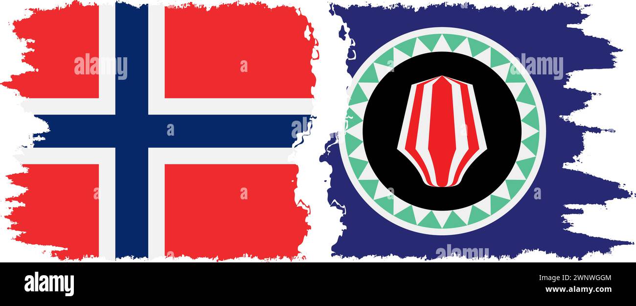 Connexion des drapeaux grunge de Bougainville et norvégien, vecteur Illustration de Vecteur