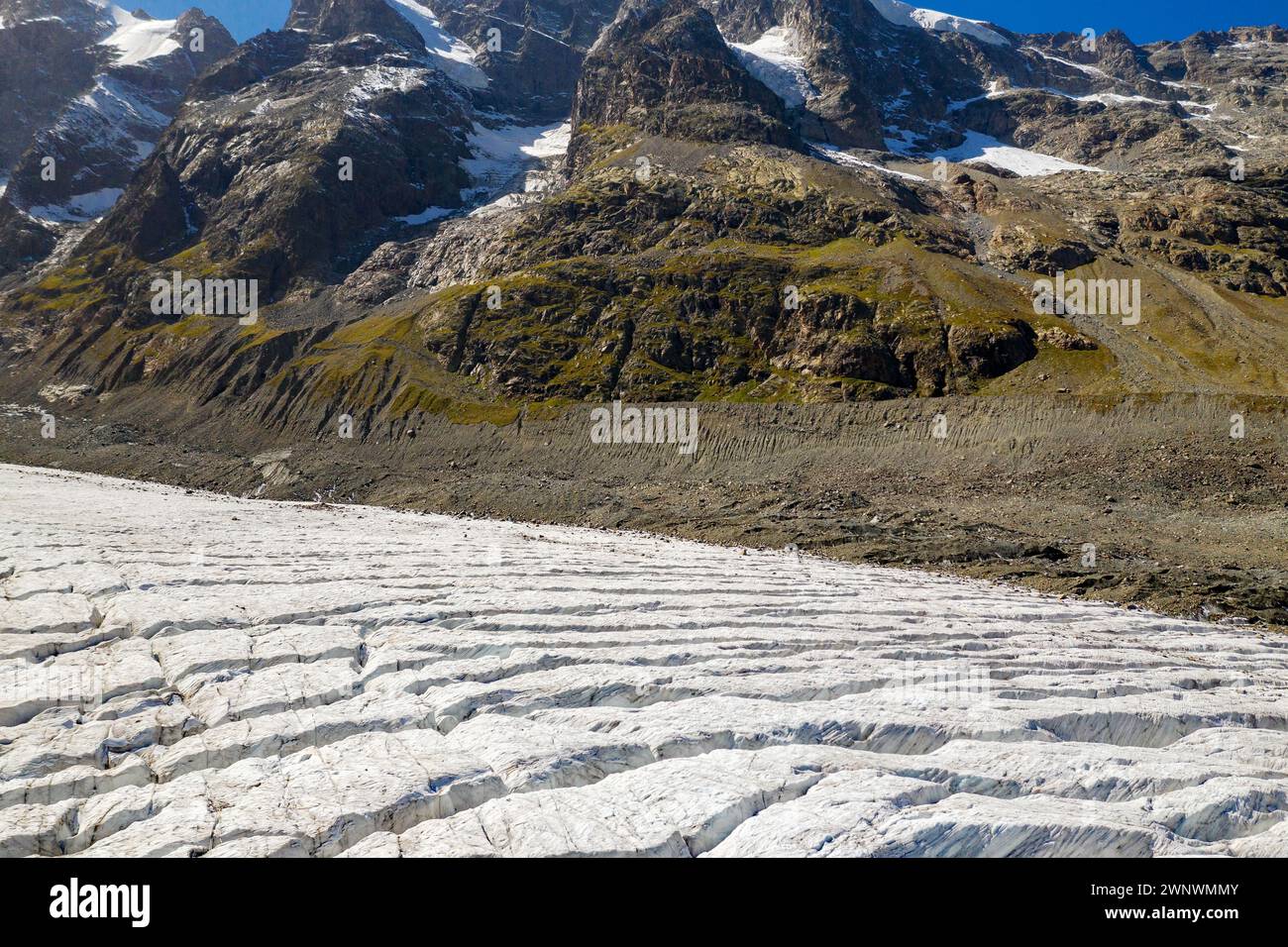 Suisse, Engadine, glacier Morteratsch, vue aérienne (septembre 2019) Banque D'Images