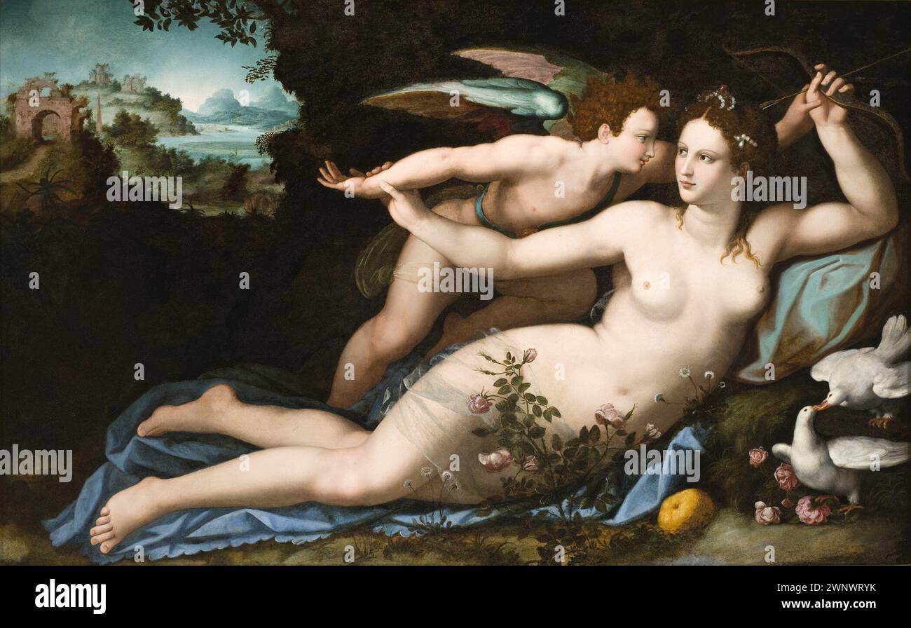 Vénus désarmant Cupidon 1570 Alessandro Allori (IT) Banque D'Images