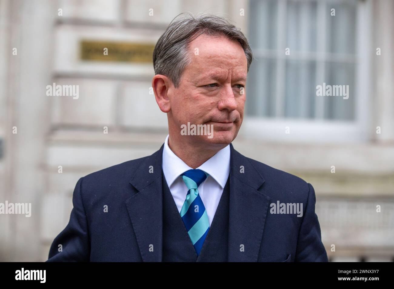 Londres, Royaume-Uni. 4 mars 2024. Gareth Bacon sous-secrétaire d'État parlementaire au ministère de la Justice vu quitter le bureau du Cabinet crédit : Richard Lincoln/Alamy Live News Banque D'Images