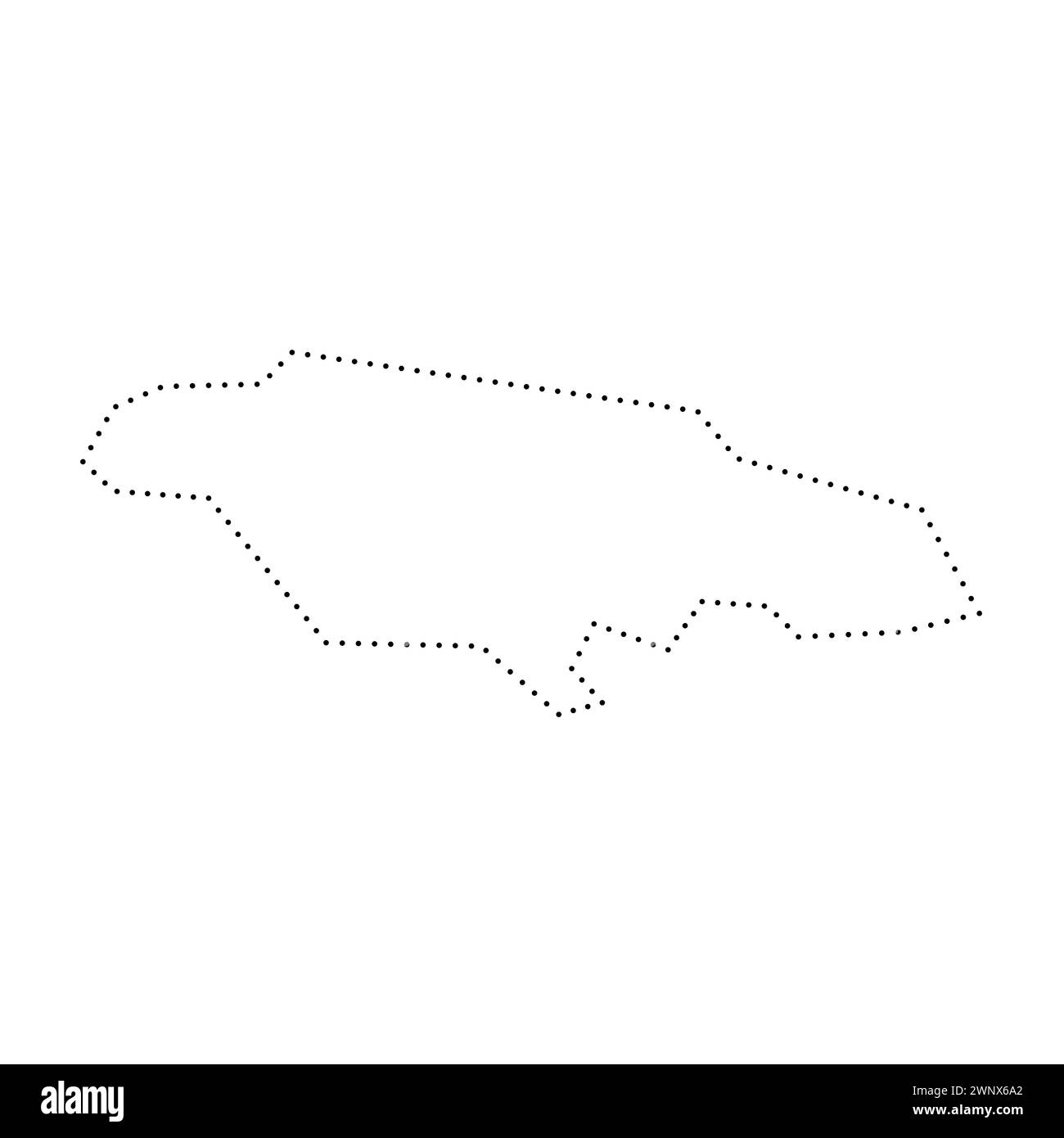 Carte simplifiée du pays de la Jamaïque. Contour en pointillés noirs. Icône vectorielle simple. Illustration de Vecteur