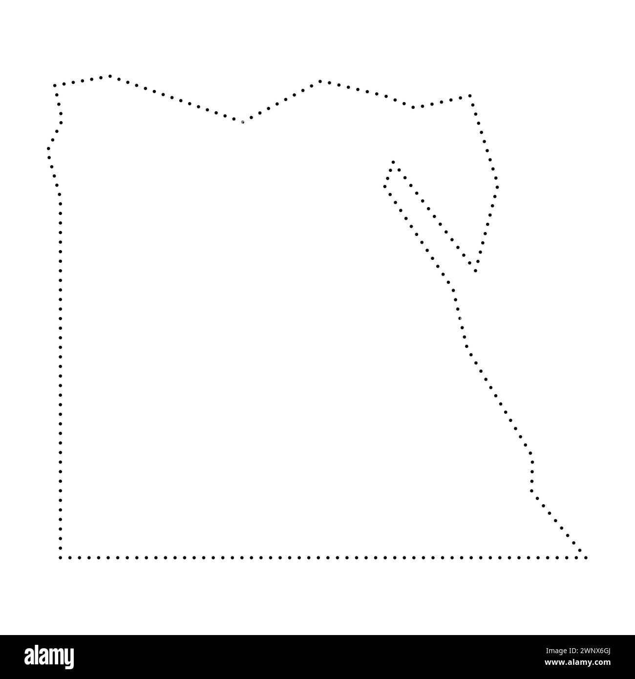 Carte simplifiée du pays de l'Égypte. Contour en pointillés noirs. Icône vectorielle simple. Illustration de Vecteur