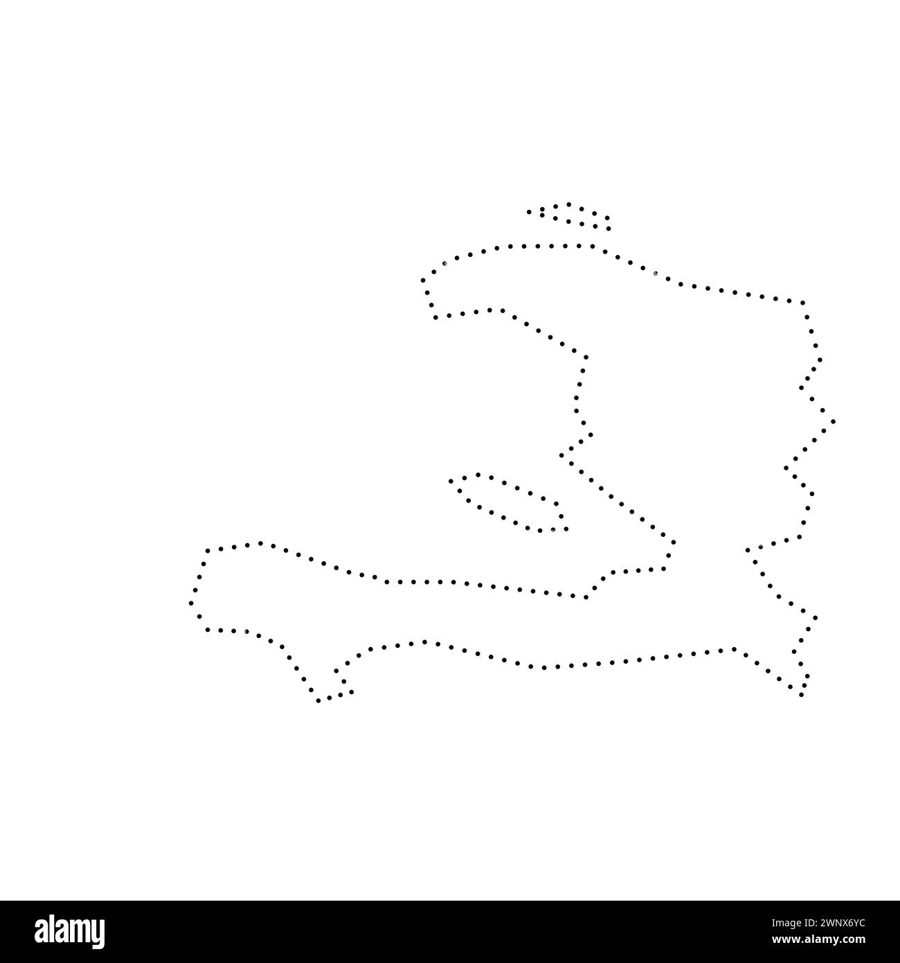 Carte simplifiée du pays d'Haïti. Contour en pointillés noirs. Icône vectorielle simple. Illustration de Vecteur