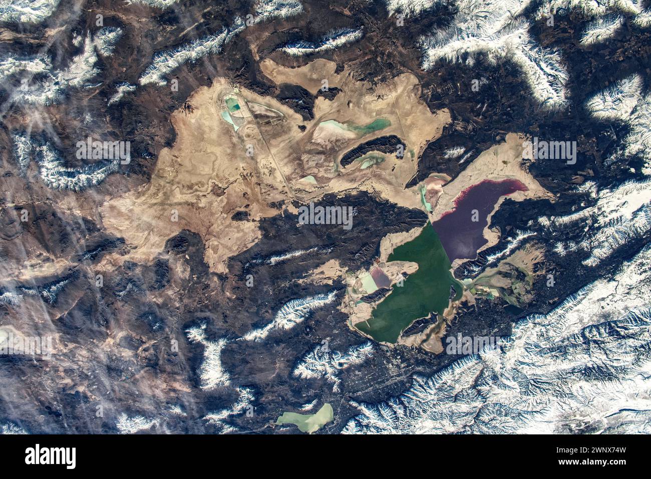 Lac près de Salt Lake City, États-Unis. Amélioration numérique d'une image par la NASA Banque D'Images