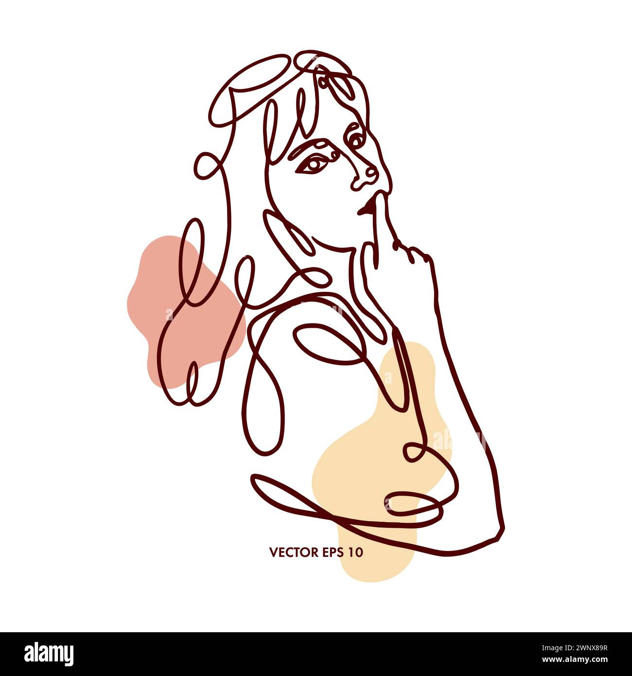 Affiche abstraite de femme avec une ligne optimisée Illustration vectorielle. Élément pour la décoration intérieure, bannières, cartes, étiquettes pour cosmétiques, couvertures, cadeau certi Illustration de Vecteur