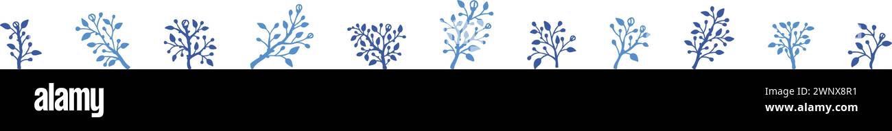 Branches de silhouette minimaliste avec feuilles et bourgeons ensemble. Icônes et éléments de conception pour logo floral, invitations de mariage modernes, dessins féminins, Gree Illustration de Vecteur