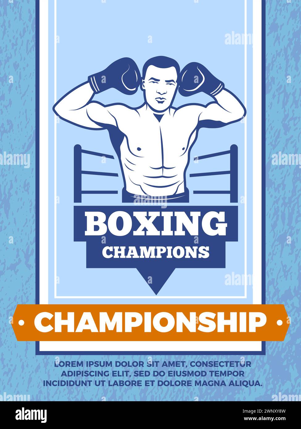 Affiche de boxe sportive avec modèle de conception d'impression Box Fighter avec place pour le texte Illustration de Vecteur