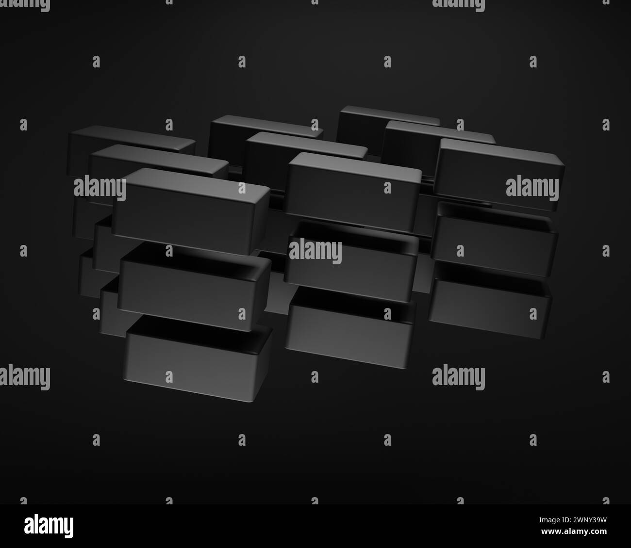 Cette image de formes noires 3D est un arrière-plan minimaliste neutre que vous pouvez utiliser pour votre site Web ou votre matériel marketing. Banque D'Images