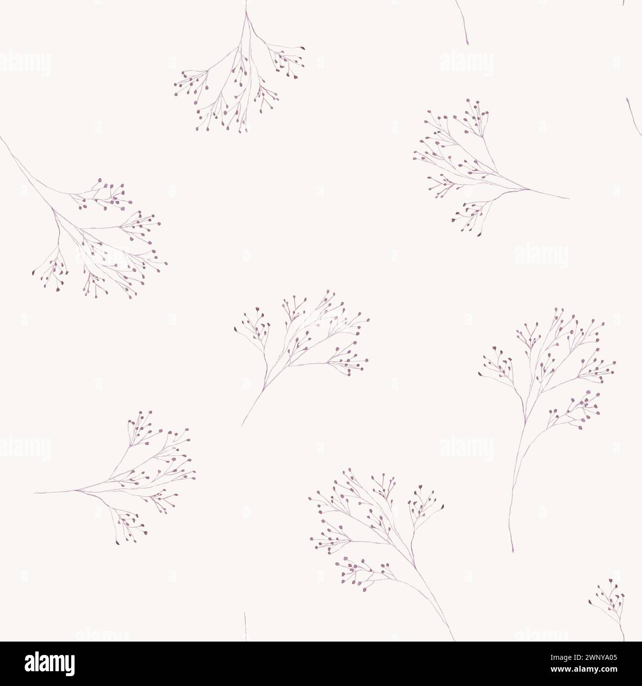 Motif aquarelle aquarelle abstrait de brindilles sèches d'automne. Ornement délicat de fleurs sèches à l'aquarelle sur fond beige pastel. Impression pour textile, wallpa Banque D'Images